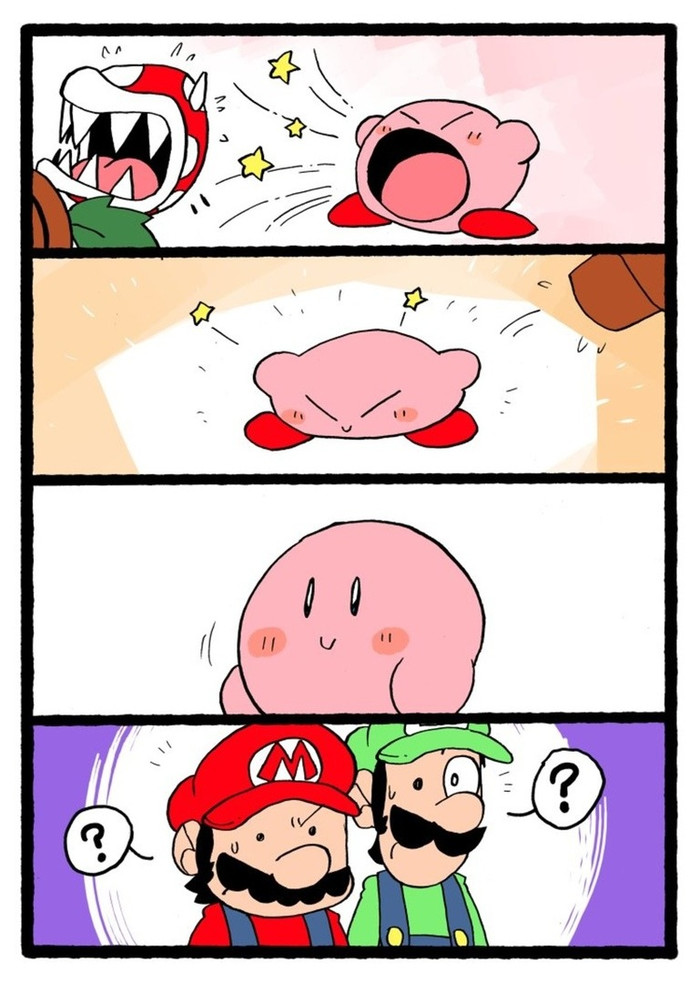 Cute, pink... and dangerous - Comics, Humor, Mario, Luigi, Kirby, Longpost
