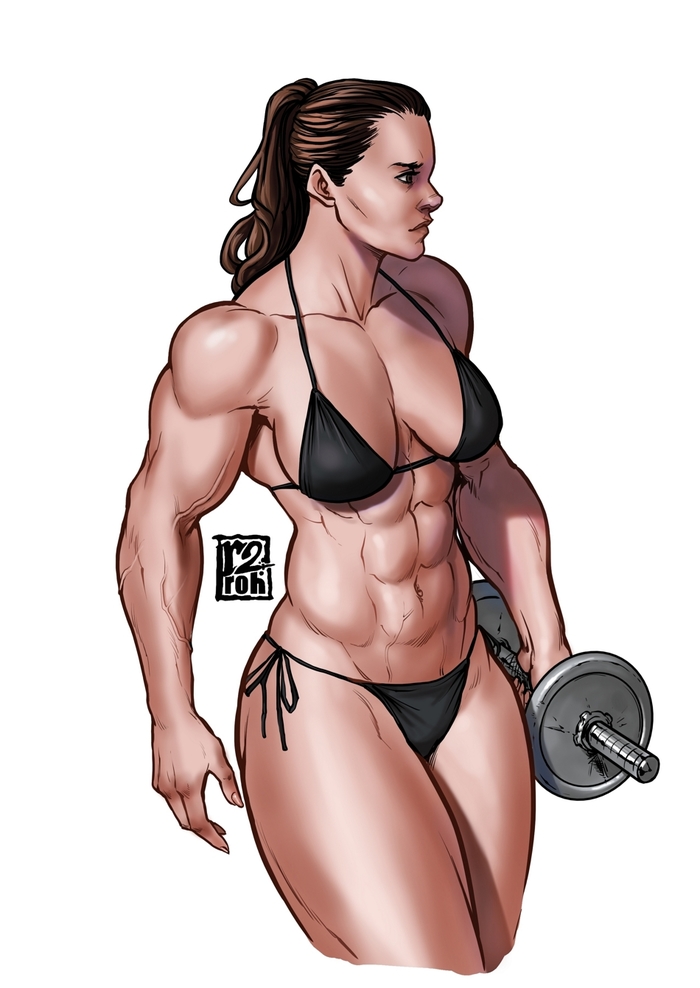 Random girl - NSFW, R2roh, Art, Strong girl, Bodybuilders, Hand-drawn erotica, Longpost