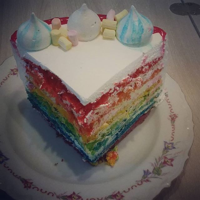 Rainbow cake - My, Dessert, Rainbow, Cake