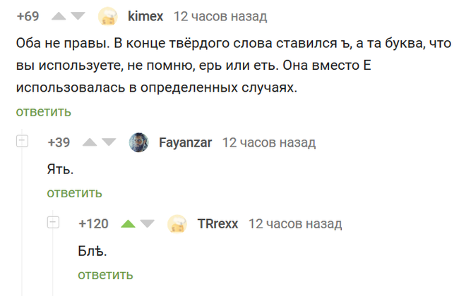 Когда не помнишь, как именно правильно... - Ять, Комментарии, Комментарии на Пикабу, Скриншот