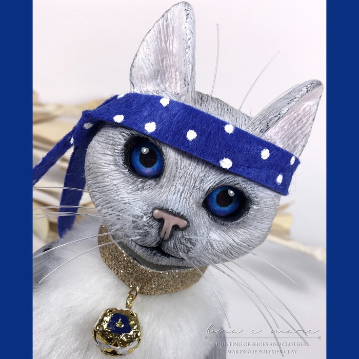 Interior toy pirate cat Lady. - My, Needlework with process, cat, Author's toy, , Polymer clay, Longpost