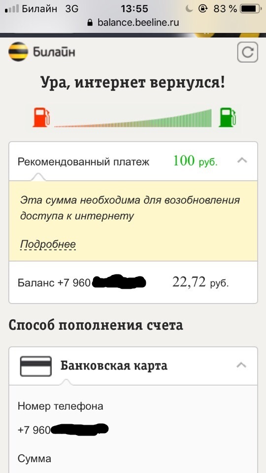 Beeline does not let the Internet with a positive balance - My, Beeline, cellular, Support service, Impudence, Longpost