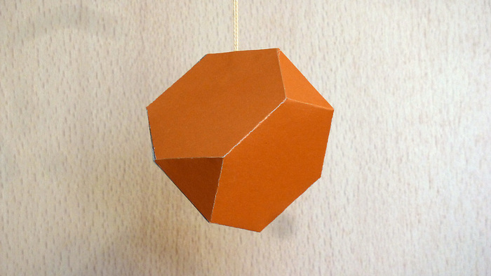 Truncated cardboard tetrahedron - My, Polyhedron, Needlework with process, Tetrahedron, Video, With your own hands, Archimedes, Geometry, Longpost