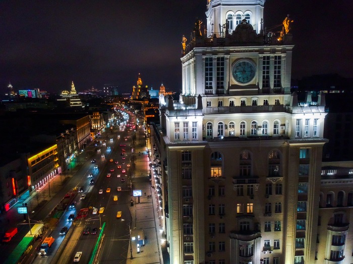 Hotel Beijing. View of the Garden Ring. Height 100m. - My, Drone, Quadcopter, Garden Ring, Beijing, The photo, Night