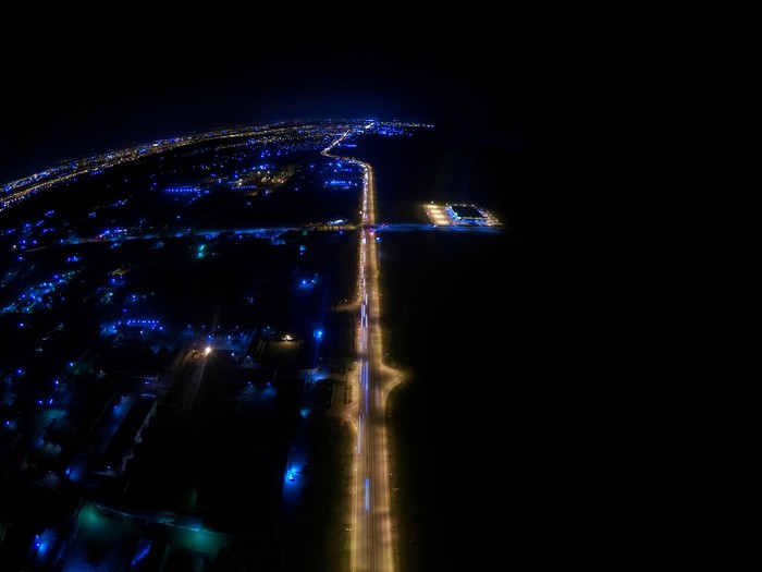 On the other side of the road. Lonely Tape on the outskirts of Stavropol. - My, Quadcopter, GoPRO, Stavropol, The photo, Night city