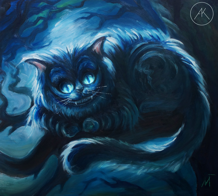 Cheshire cats - My, cat, Painting, Alice in the Wonderland, Fantasy, Cheshire Cat, Painting, Longpost, Oil painting, Alice in Wonderland