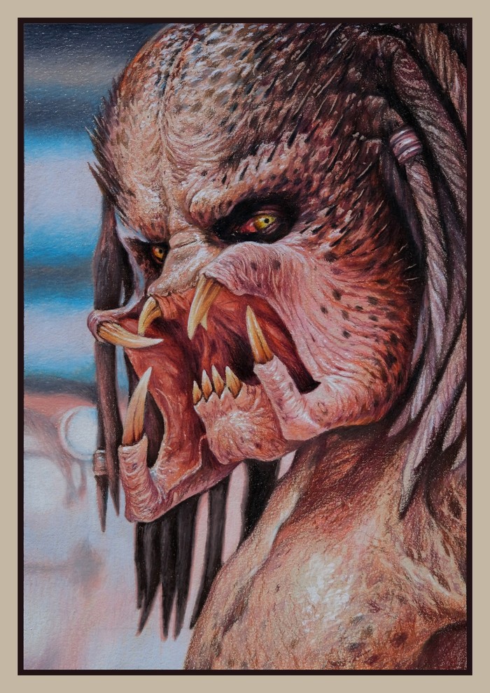 Drawing with colored pencils - Colour pencils, Pencil drawing, Drawing, Art, My, Predator, Movies, Longpost, Predator (film)