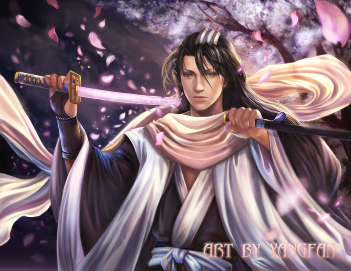 Kuchiki Byakuya - Anime, Anime art, Art, Bleach, Kuchiki Byakuya, Shinigami, Fan Yang