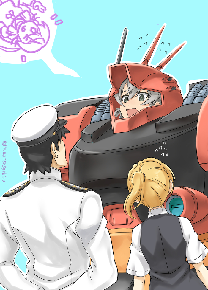 Zeta Gundam Nowaki - Kantai collection, Gundam, Crossover, Anime, Anime art, Admiral, Nowaki, 