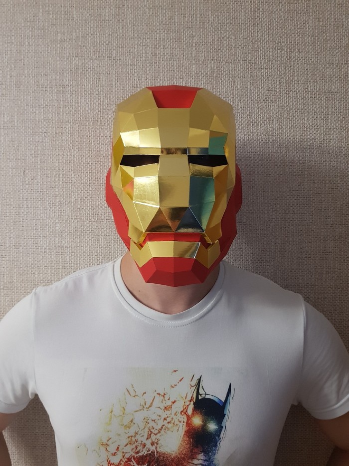 Tony Stark helmet - Video, Papercraft, Needlework without process, Marvel, Avengers, My, Longpost