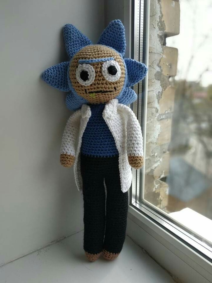 My first Friday - My, Crochet, Friday, Rick Sanchez, First post, Longpost, Needlework without process