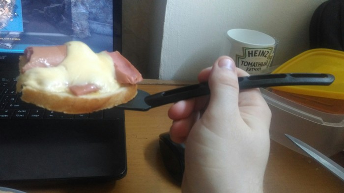 Spatula - when it's hot to hold in your hands, but you want to eat - My, A sandwich, Microwave, Blades