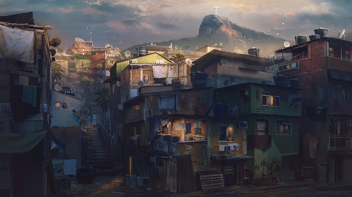 favelas - Art, Drawing, Favelas, Rio de Janeiro
