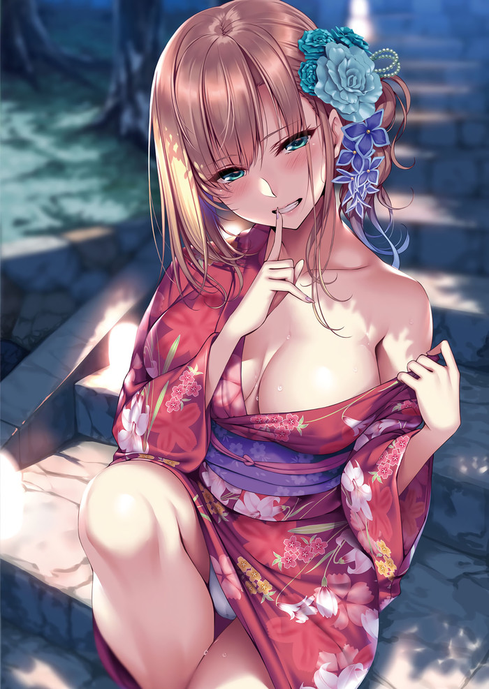 Original art - NSFW, Anime, Anime art, Anime original, Breast, Pantsu, Kimono