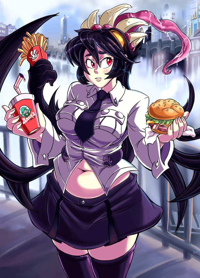 Filia - Арт, Filia, Skullgirls, Полнота, Plus size