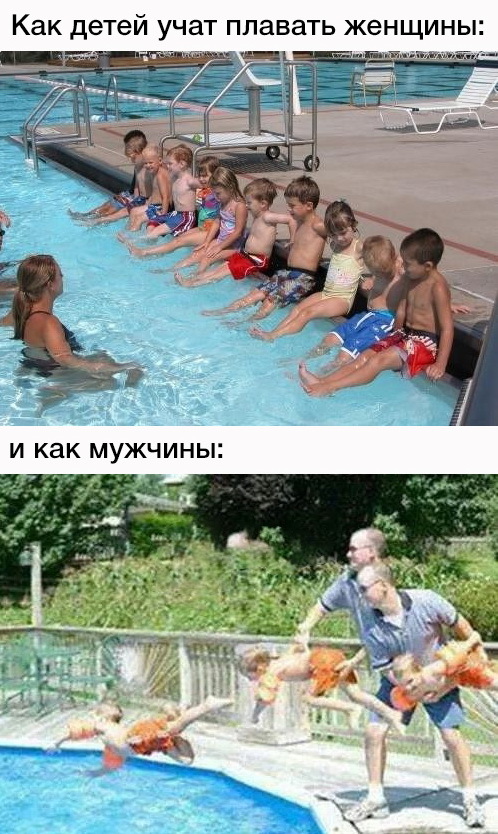 We swam... We know... - Female, The male, Lesson, Swimming, Swimming pool, Children, Throw, Тренер, Women, Men