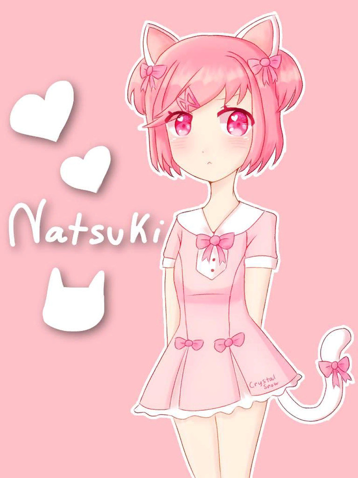 Natsukitten - Doki Doki Literature Club, Natsuki, Anime art, Neko, Visual novel