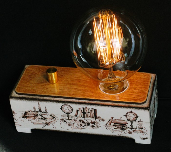 Night light with edison lamp and dimmer - My, Night light, Edison's lamp, Dimmer, Лампа, Longpost