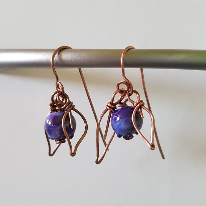 DIY earrings - My, Lampwork, Wirewrapping, Needlework without process, Earrings, Longpost