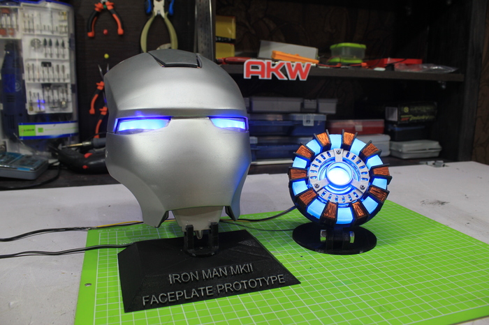 Stark Arc Reactor and Iron Man MK2 mask - My, 3D печать, iron Man, , Tony Stark, Arc reactor, Akw, Longpost, Video