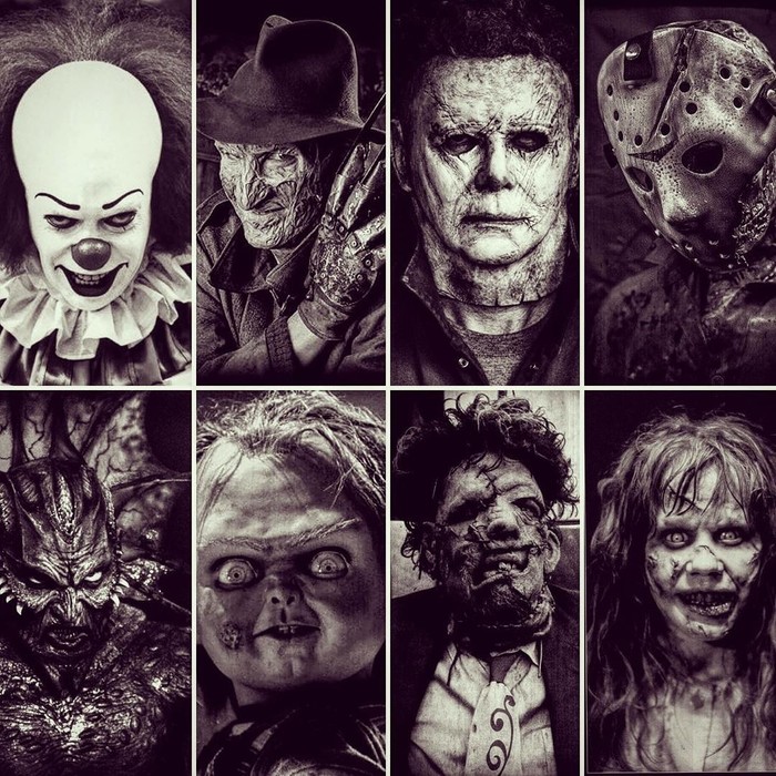 Choose one that will protect you from the remaining seven - Horror, Horror, Jason Voorhees, Freddy Krueger, Pazuzu, Leather face, Pennywise, Movies