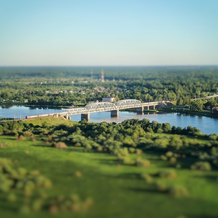 Мост через Волхов - Моё, Квадрокоптер, Новгородская область, Мост, Tilt shift, DJI