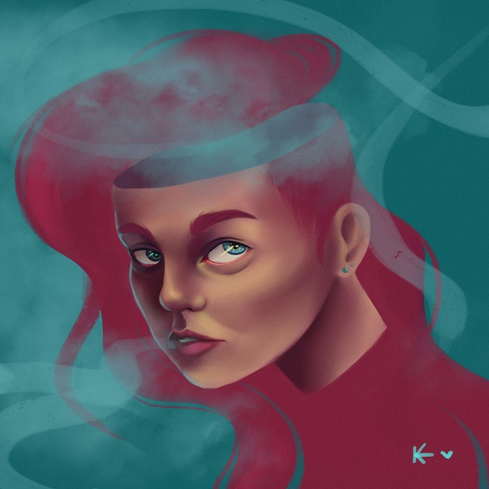 Smoke - My, Drawing, Digital drawing, Smoke, Altered consciousness, Surrealism, Creation, Portrait, Girls