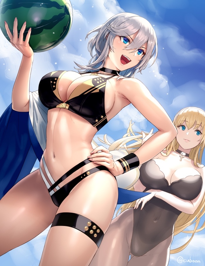 Washington & North Carolina - NSFW, Azur lane, Uss Washington, North carolina, Sugoi dekai, Anime art, Swimsuit, Anime, Art