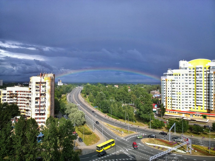 Радуга - Моё, Радуга, Лето, Вид из окна, Фотография, Гроза, Мобильная фотография