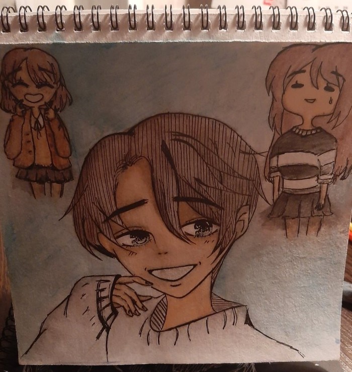 Drawing of a boy in anime style. - My, Anime, , Grade, Senpai