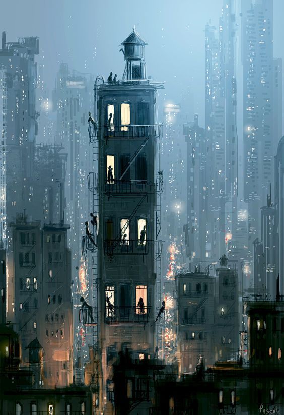 Смеркалось - Картинки, Арт, Рисунок, Дом, Вечер, Pascal Campion