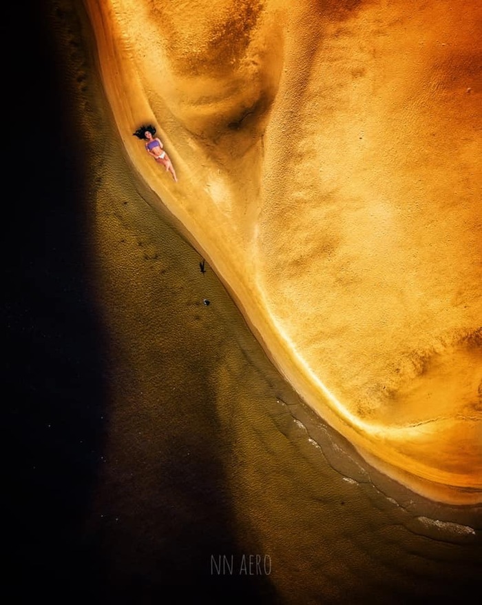 Behind the ear and into the sun! - Volga, Summer, Sand, The photo, View from above, Volga river