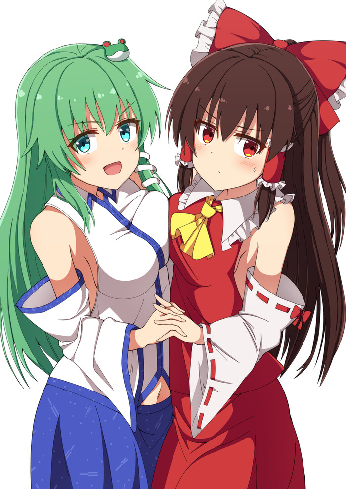 Kochiya & Reimu Touhou, Kochiya Sanae, Hakurei Reimu, Anime Art, ,  , Tksand