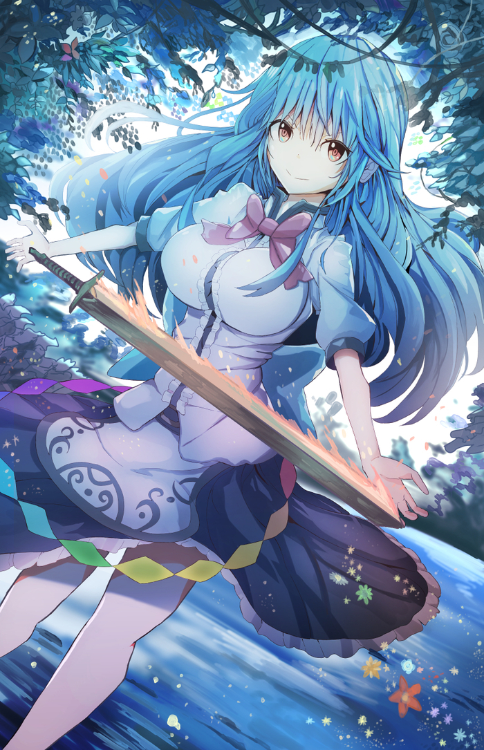 Hinanawi tenshi - Touhou, Hinanawi tenshi, Anime art, Anime, Not anime, Ooru