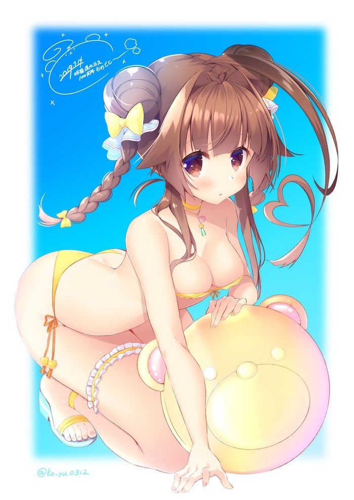 Kuma - NSFW, Kantai Collection, Kuma, Лето, Anime Art, Аниме, Арт, Купальник, Море