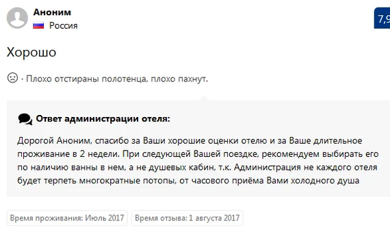 Когда владельцы отелей пишут то, что думают. Ответы администрации на претензии гостей - Путешествия, Туризм, Мир, Отзыв, Отель, Отпуск, Негатив, Ответ, Длиннопост