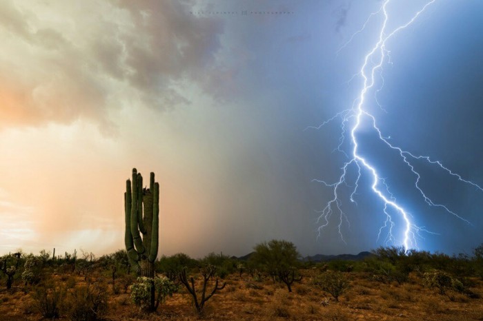 Lightning strike - Lightning, Arizona, USA, Nature, Element