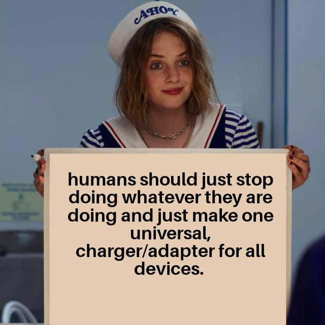 I support! - Charger, Adapter, Power socket, Unification, Picture with text, Very strange things, TV series Stranger Things