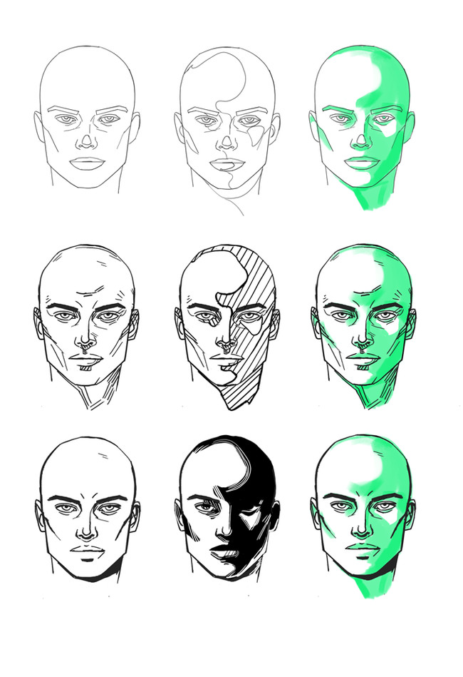 Learning to draw portraits without references - My, Digital drawing, Lineart, Sketch, Portrait, Photoshop, Sketch, Longpost, Drawing