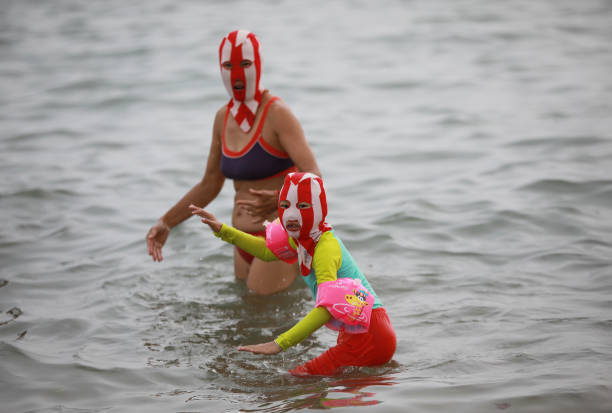 Facekini, increasingly gaining popularity on the beaches of China... . - China, Chinese, Swimsuit, Costume, Mask, Oddities, Interesting, , Longpost