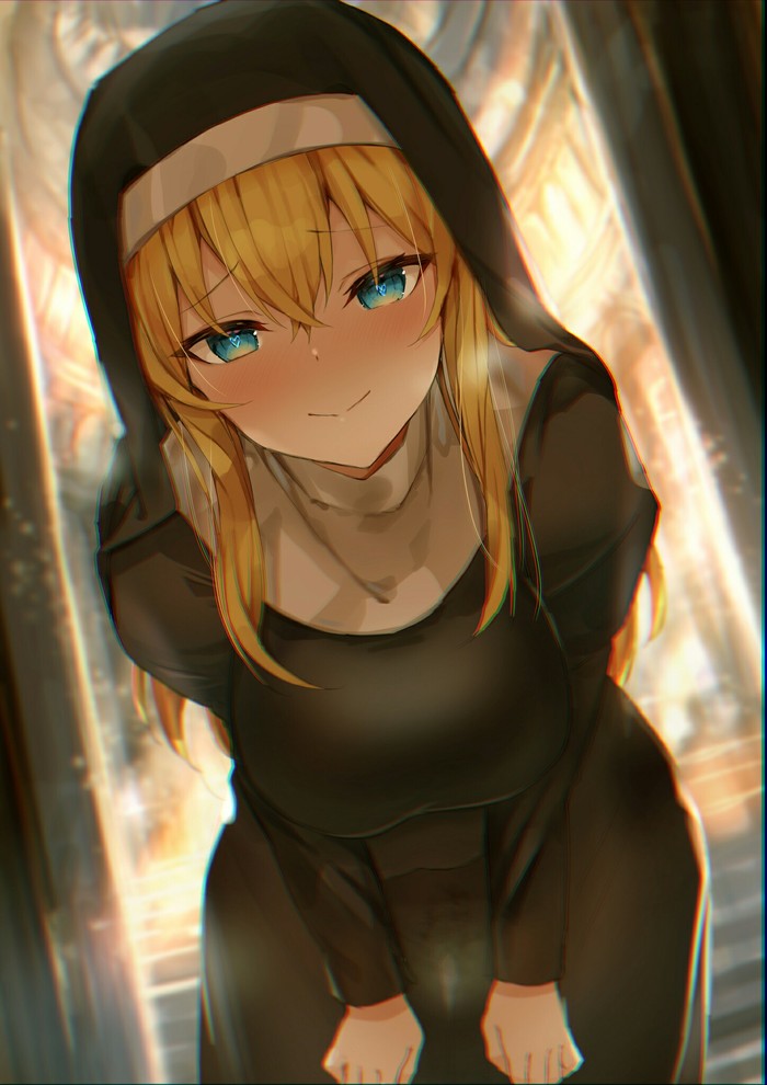 Art - Anime art, Anime, Nun, Longpost