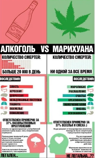 сравнения алкоголя и марихуаны