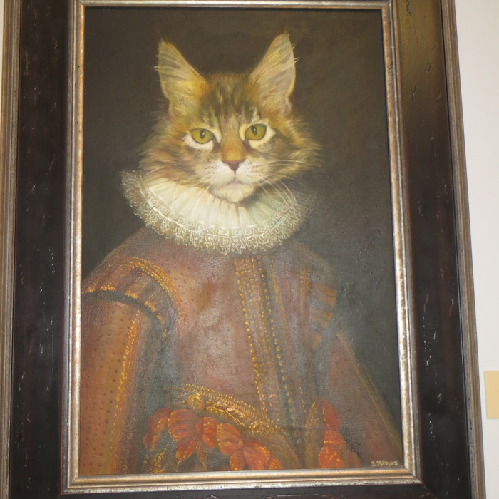 The cat is a person. Photo from the exhibition of Nikas Safronov - My, cat, Painting, Humor