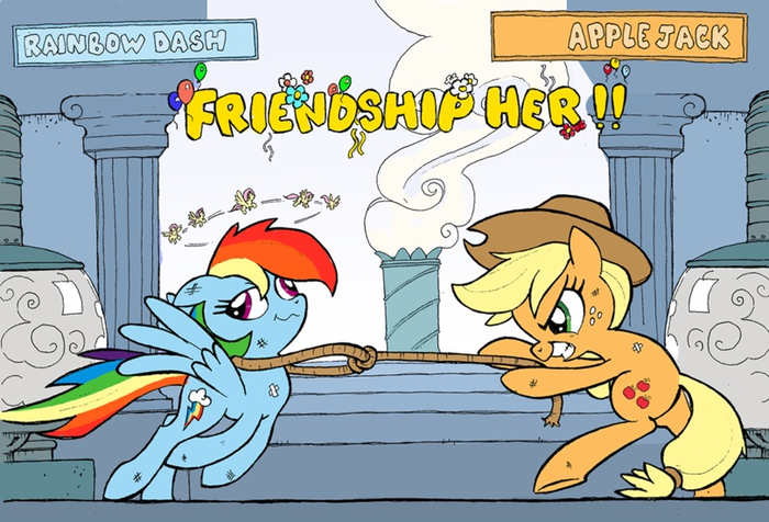 Mare-toll Kombat My Little Pony, Applejack, Rainbow Dash