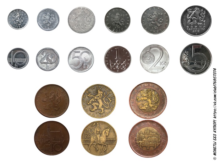 Images on regular coins of the modern Czech Republic (1993 - present) - My, Coin, Numismatics, Czech, Longpost