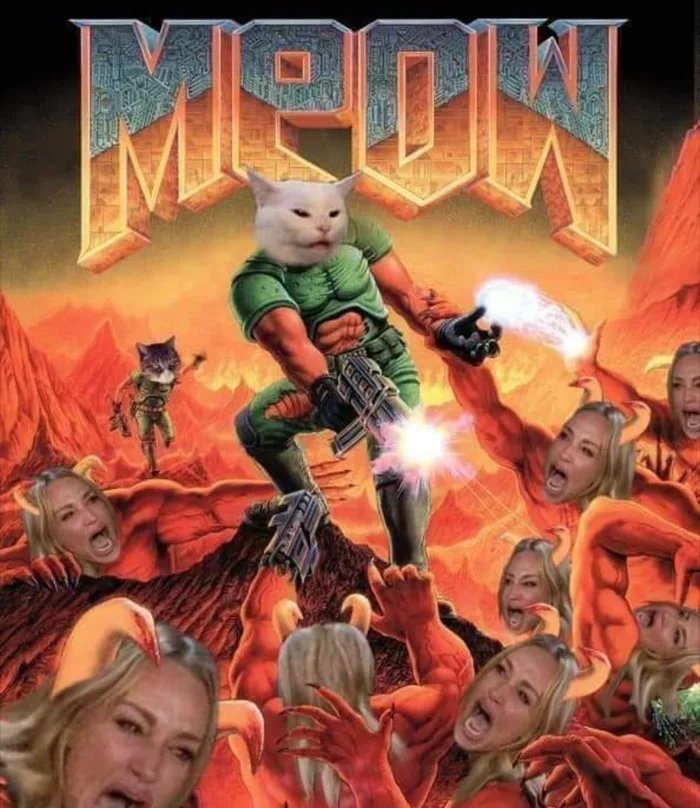 The horns look like swans. - Doom, cat, Memes