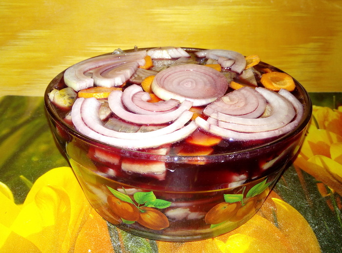 Salted herring marinated in red wine. - Longpost, Herring, Marinade, Recipe, My, Cooking