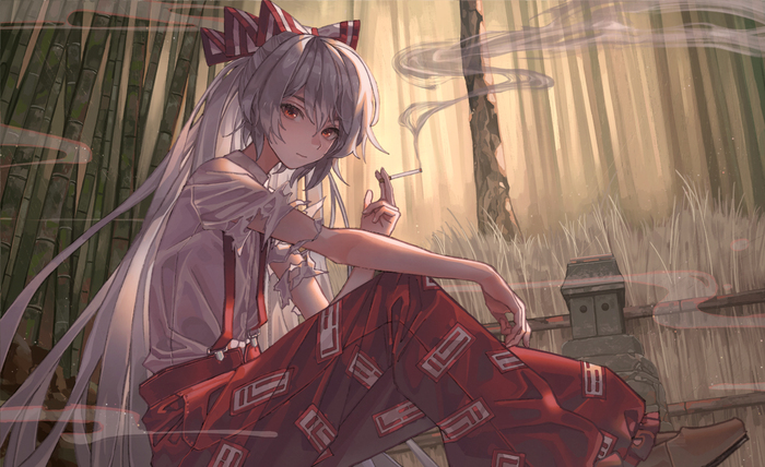 Fujiwara no Mokou - Touhou, Fujiwara no mokou, Anime art, Anime, Not anime, Maachi