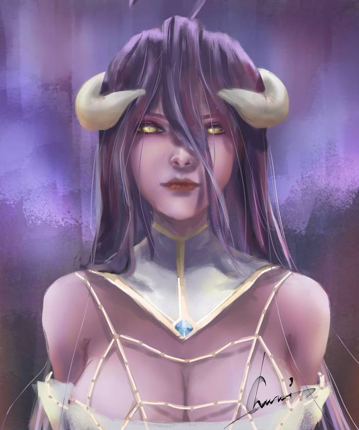 Albedo Portrait - DeviantArt, Арт, Рисунок, Anime Art, Albedo, Overlord, Аниме, Chururi