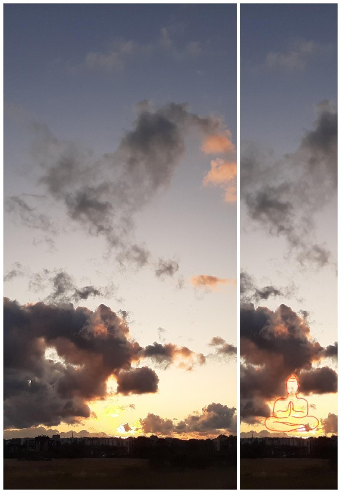 Something about signs :) - My, Photo on sneaker, Clouds, Pareidolia